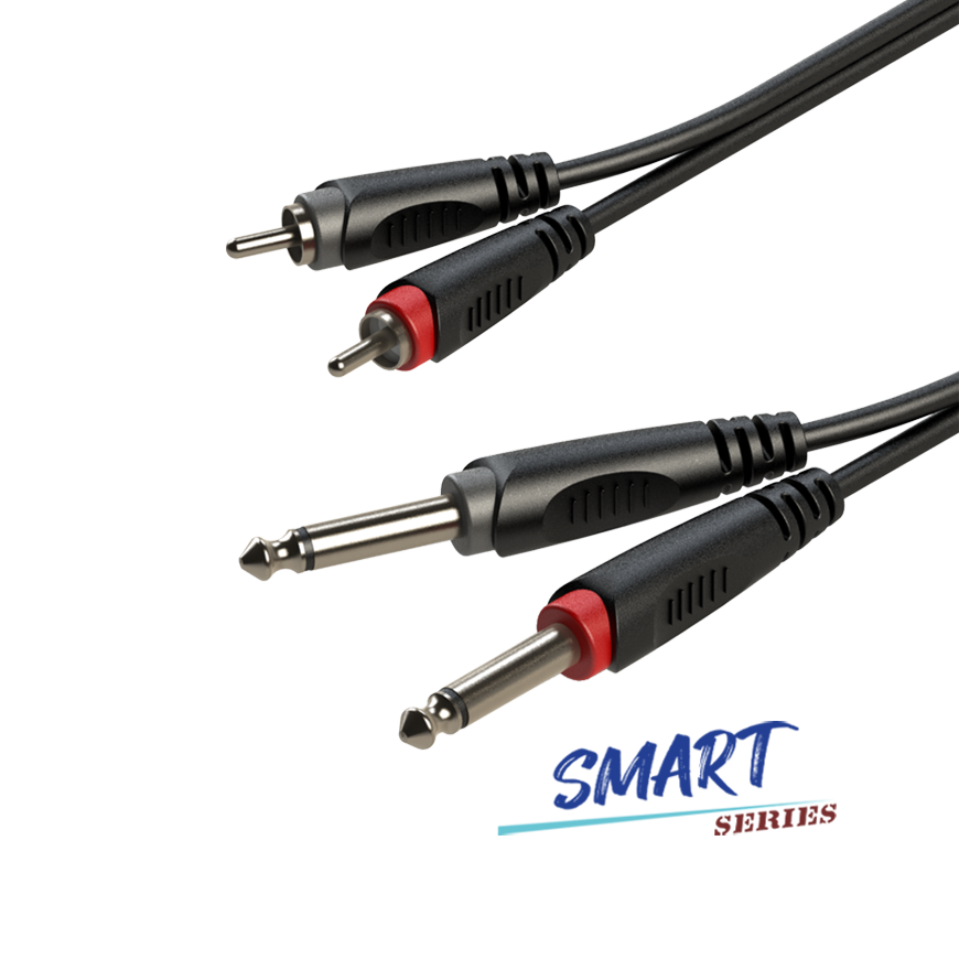 Cable Dual 2 RCA a 2 Plug 6.3mm Mono 3m Roxtone Smart Series (SACC150L3)